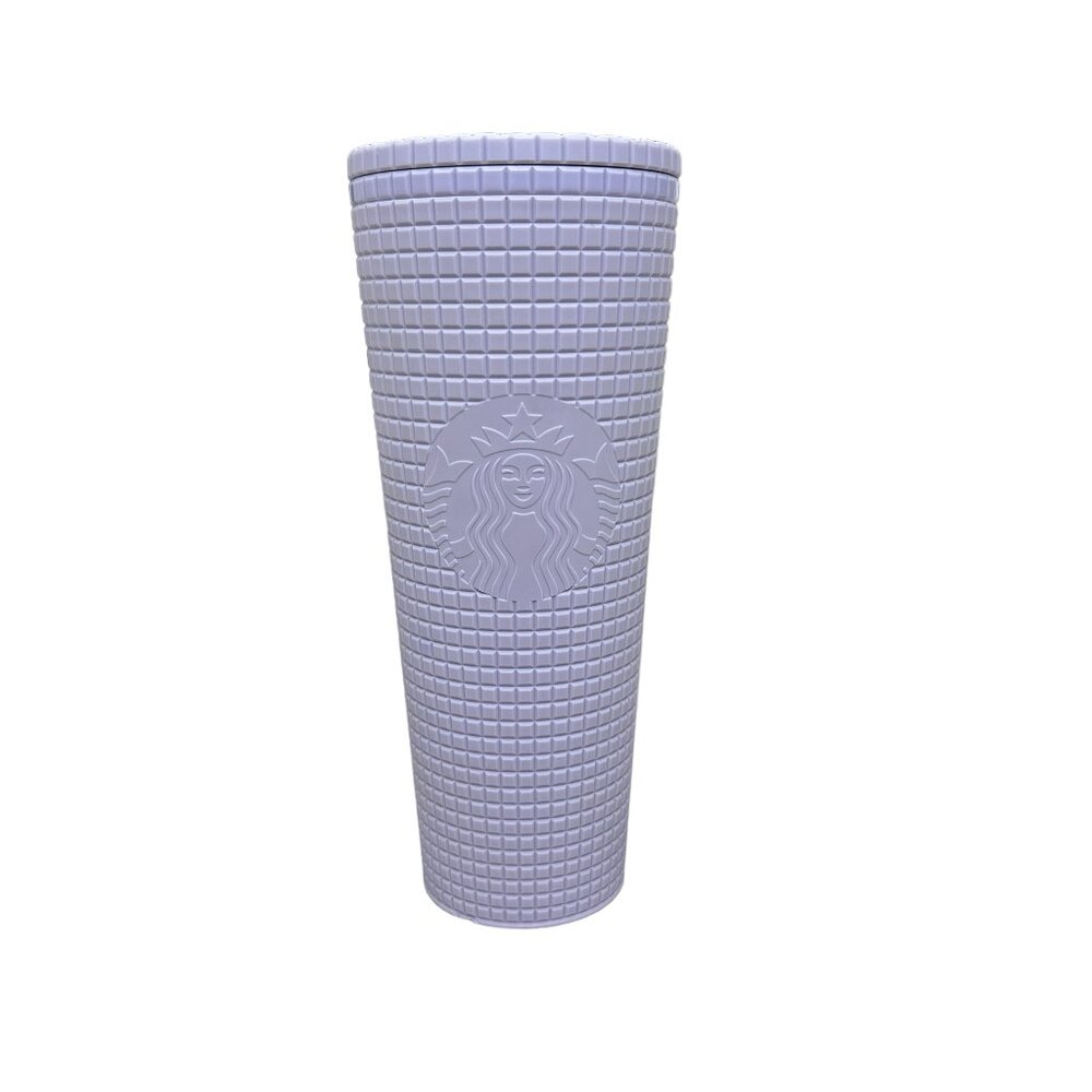 NWOT Starbucks 2021 Valentine's Venti Studded Grid Lilac Lavender cold cup 24oz